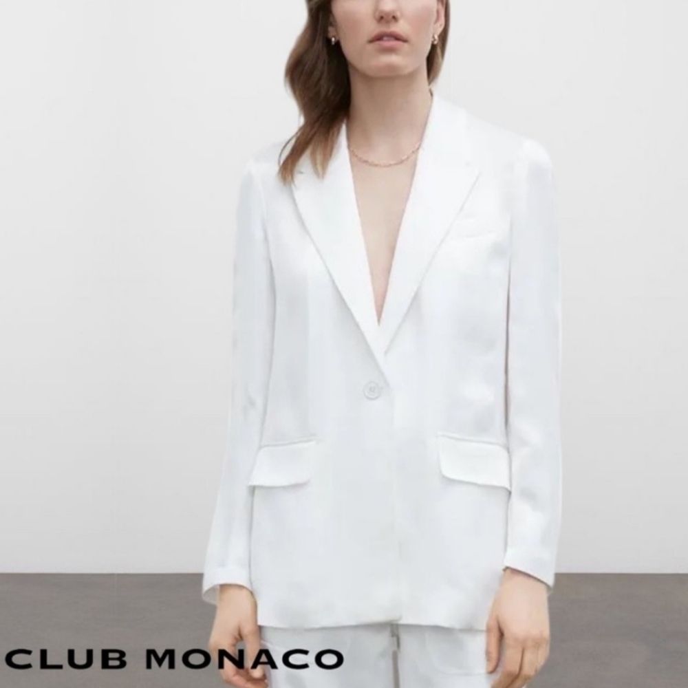 Club Monaco White Satin Blazer